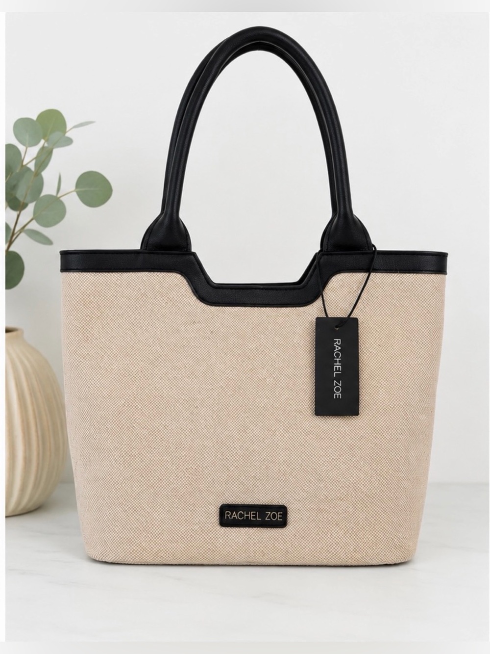 Rachel Zoe Capri Beige and Black Tote Bag - NWT